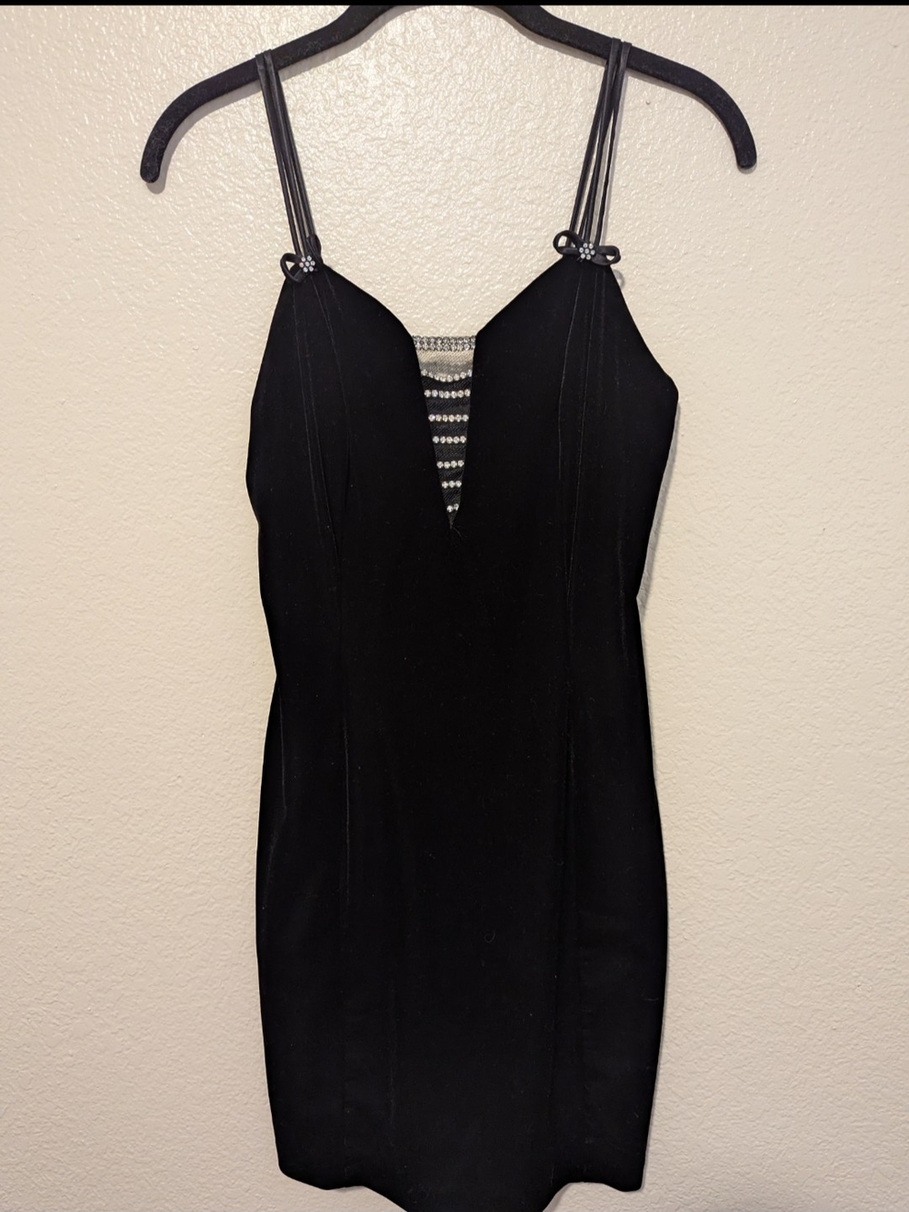 Little Black Bodycon Dress with Rhinestone Accent
